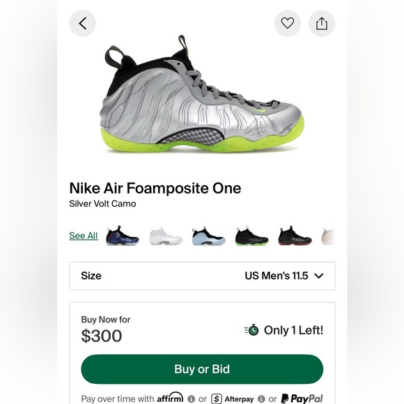 NIKE AIR FOAMPOSITE ONE Silver Volt Camo | Size 11.5M - Picture 9 of 9